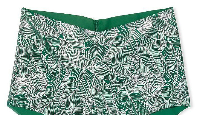 XL Green Leaf Foil Silver NO SHOW Victorias Secret High Waist Midi Brief Pantie