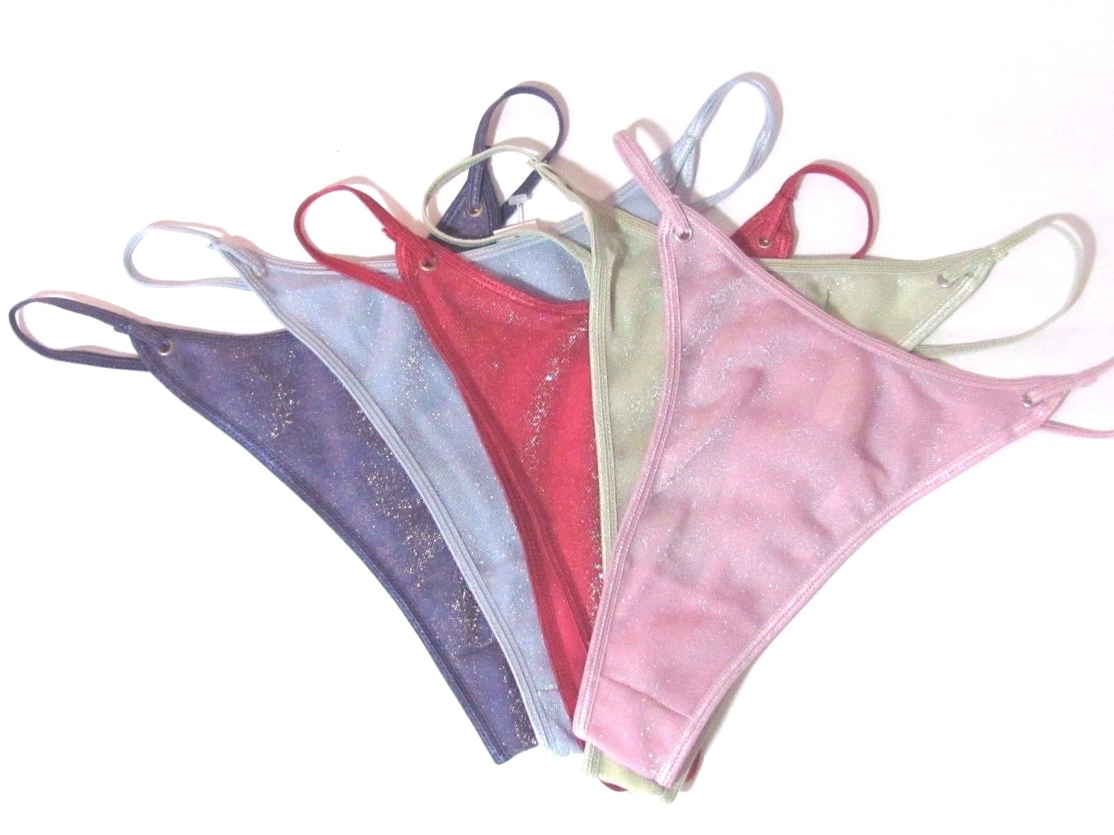 B4 ALEXIS Blue Pink Purple Sparkle shiny sheer Thong Sissy Bikini Panties S M L