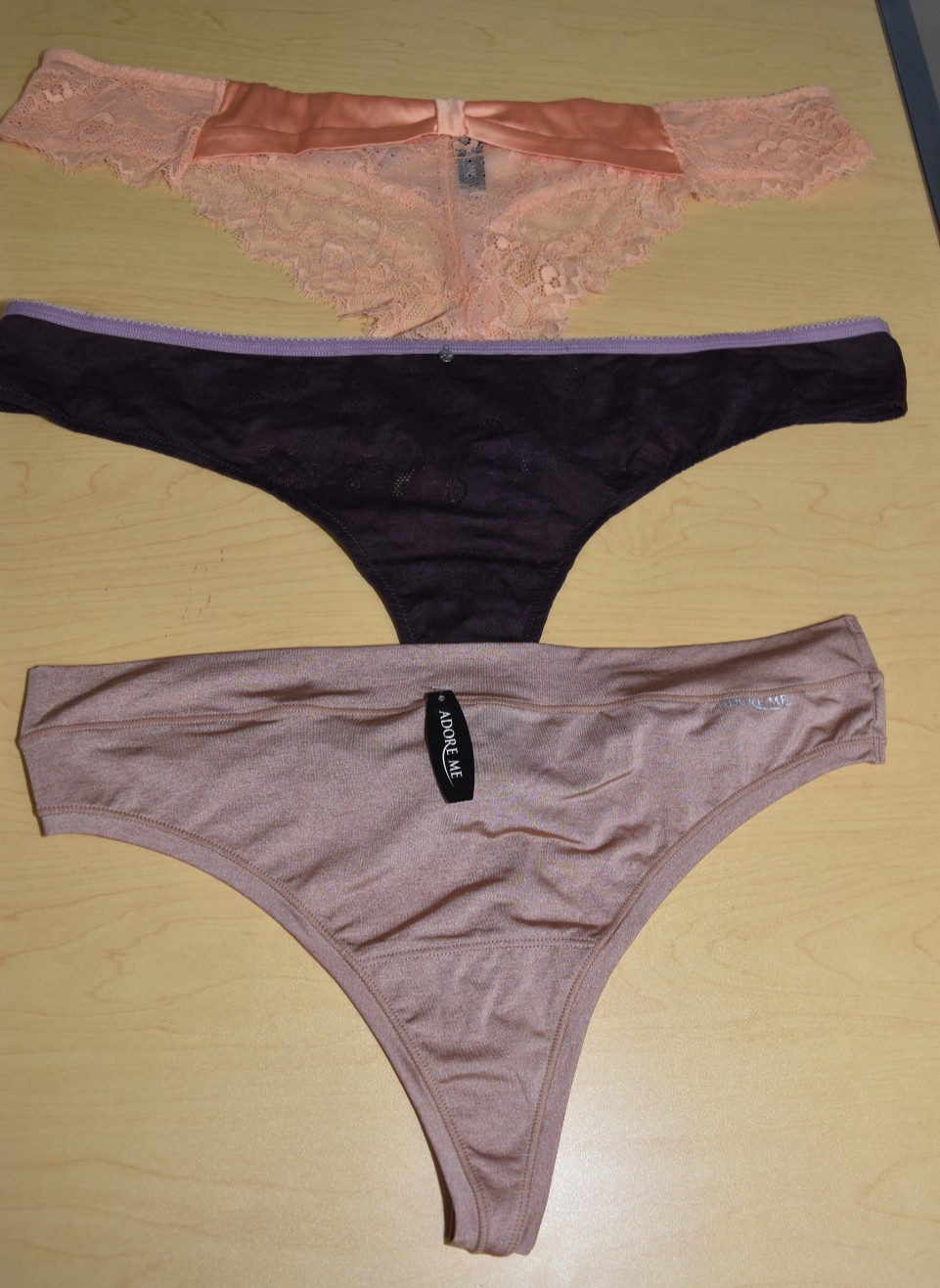 3 NWT Adore Me Mixed color Thong Lot Satin Bow Details Panty 3X 3XL
