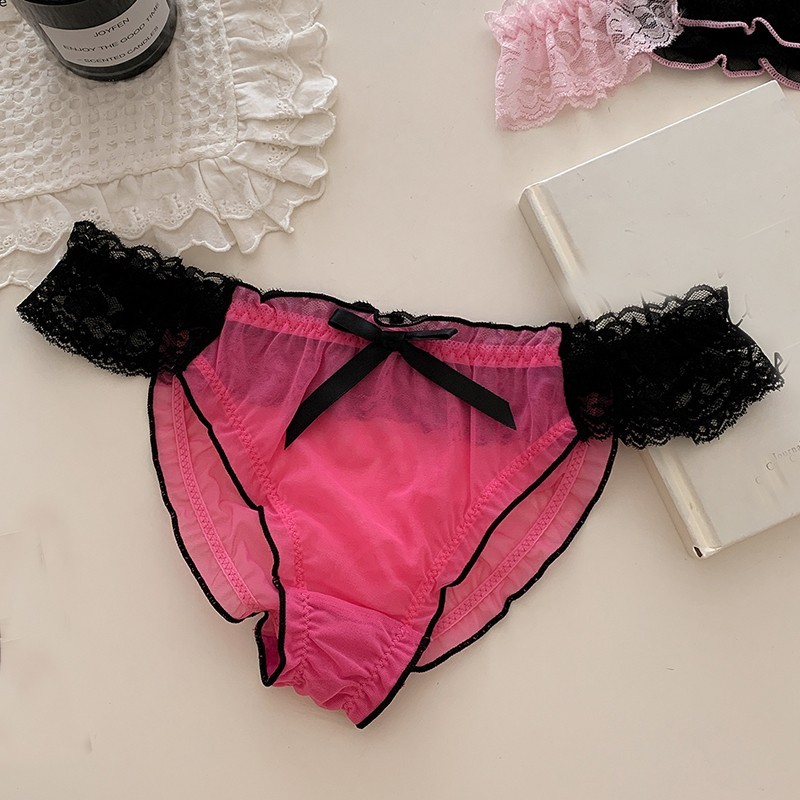 Japanese Sweet Girls Panties Briefs Sheer Bow Cute Lolita Underpant School Panty