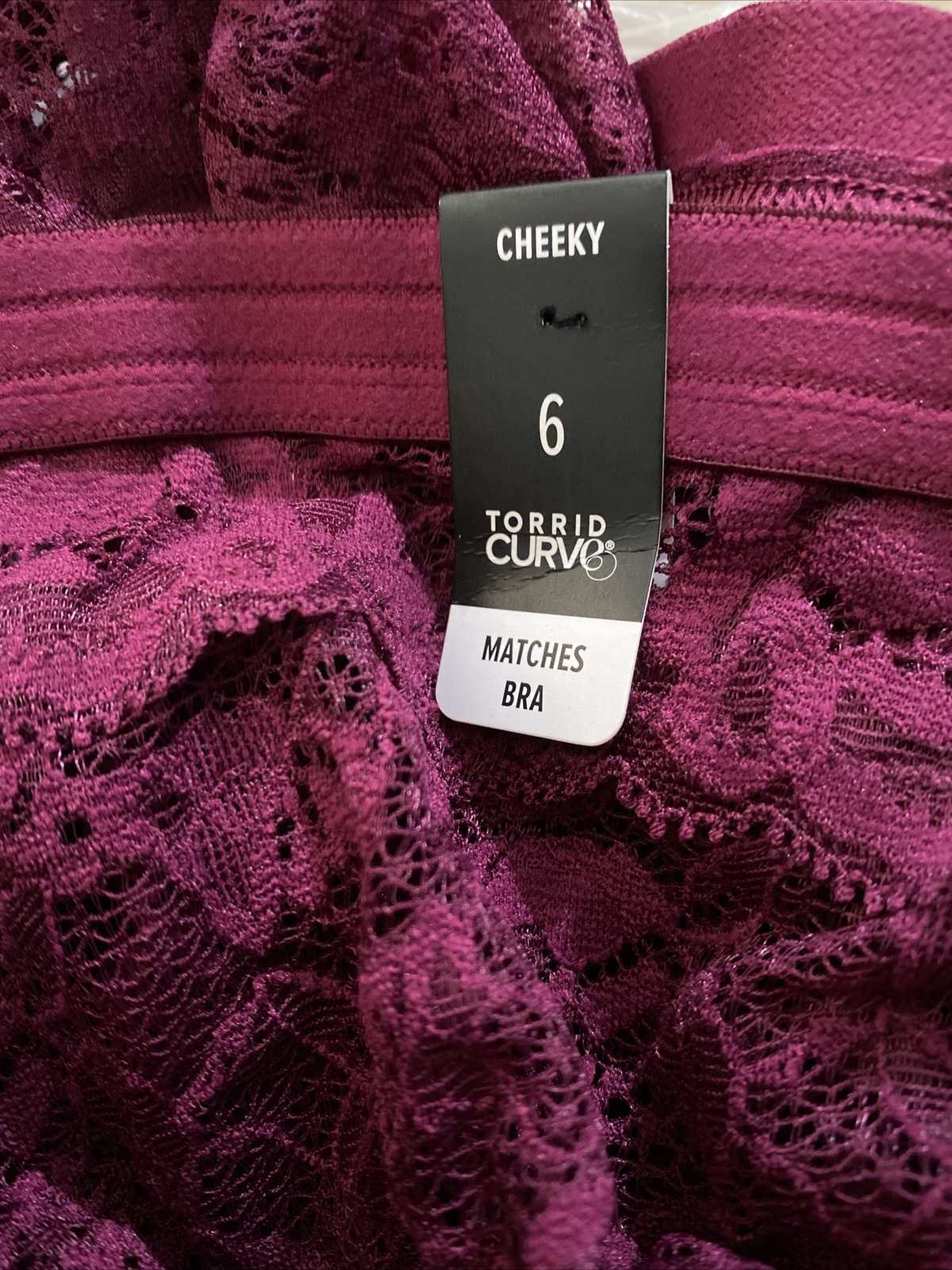 NEW Torrid Lace Cheeky Brief Panty Navarra Berry Plus Size 6 6X, 30