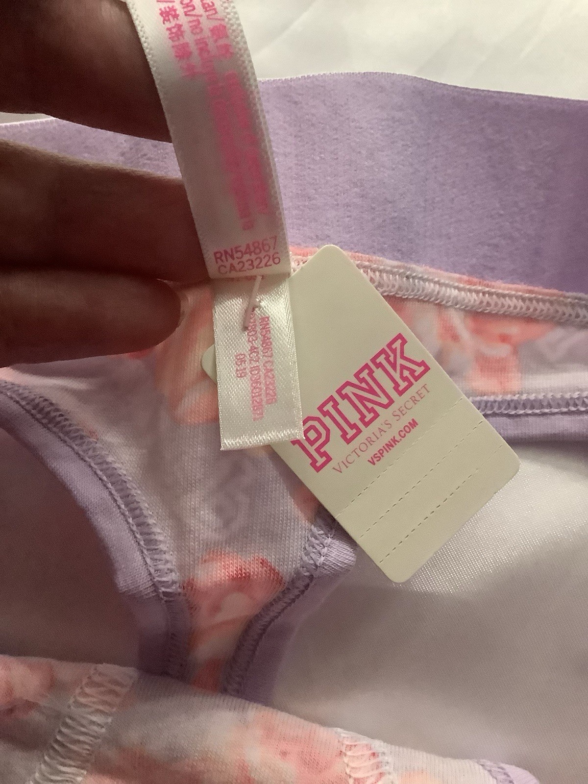 Victoria’s Secret PINK Women’s Thong Panties Purple Floral Boy Binding 1pk Large