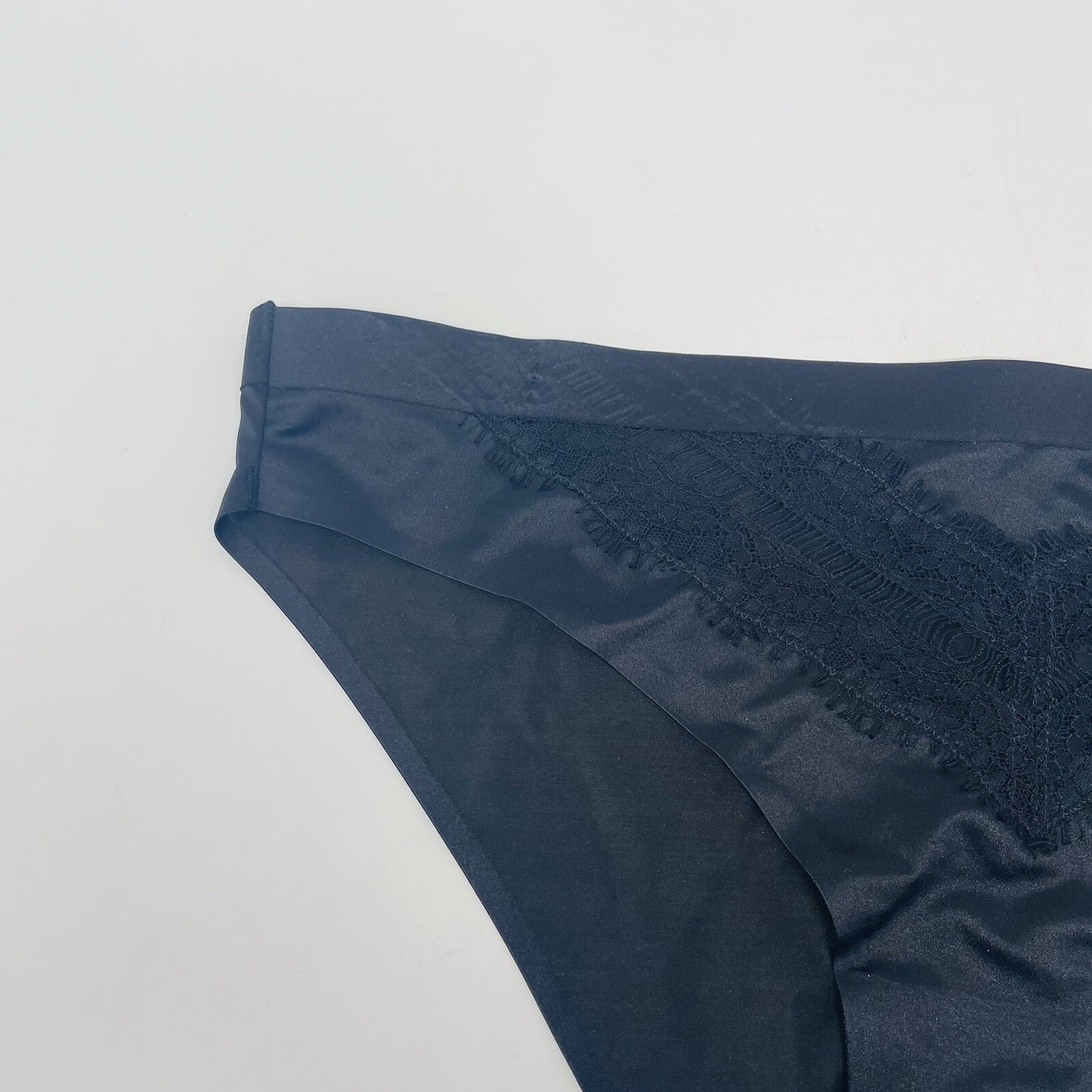 Jason Wu Womens Size Medium Stretch Satin Eyelash Lace Bikini Jet Black $30 985