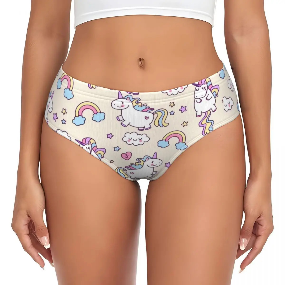 Printed Mid Rise Panties Stretch Soft Breathable Briefs Comfortable Fit Wear