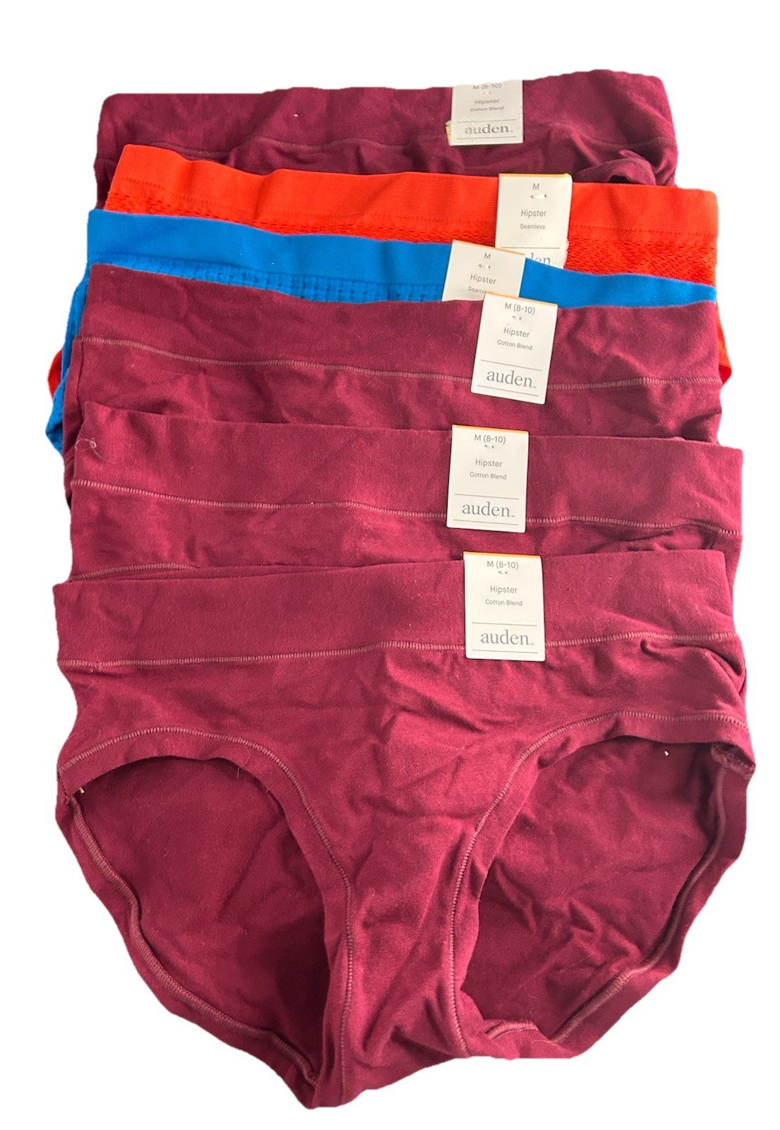 Auden Women’s Size Medium (8-10) Low-Rise Hipster Panties 6 Pack NWT