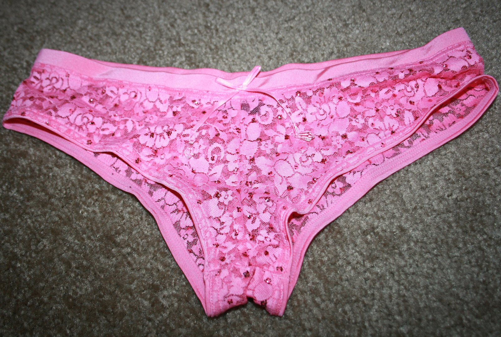 Victoria’s Secret Sexy Little Things Panties Pink Sequins Lace Small Hiphugger