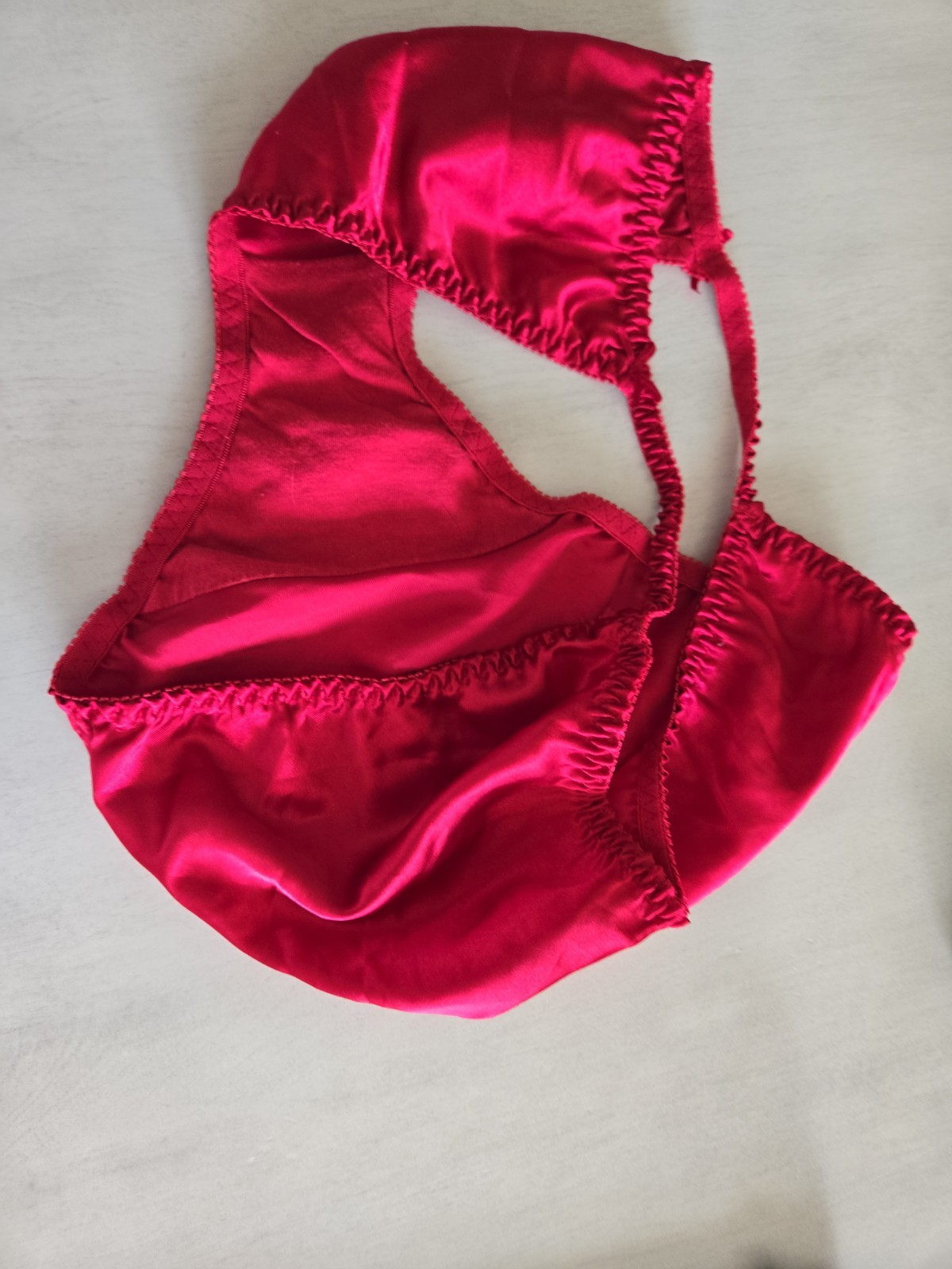Delicates Red Satin String Bikini Size 8