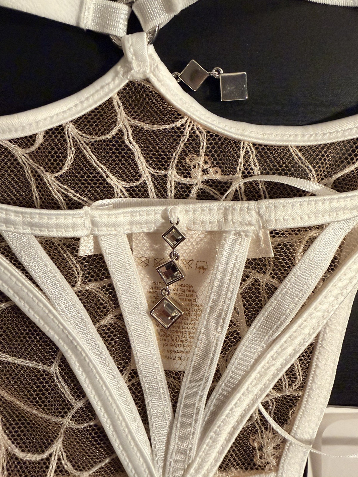 New Honey Birdette Sylvie Glow White Thong String Size XS