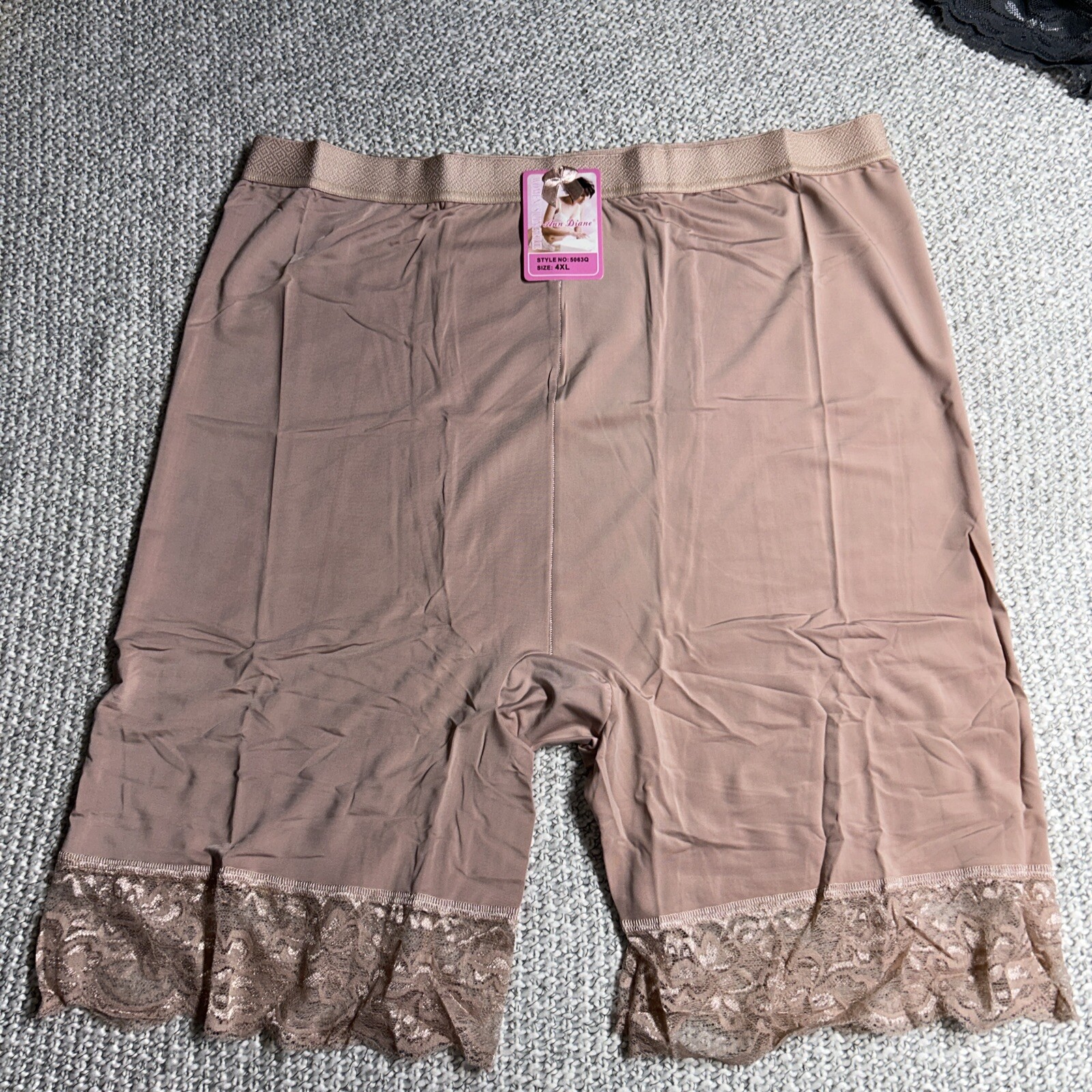 New ANGELINA Pettipants Womens 4XL Nude Panty High Waist Lace Satin Feel