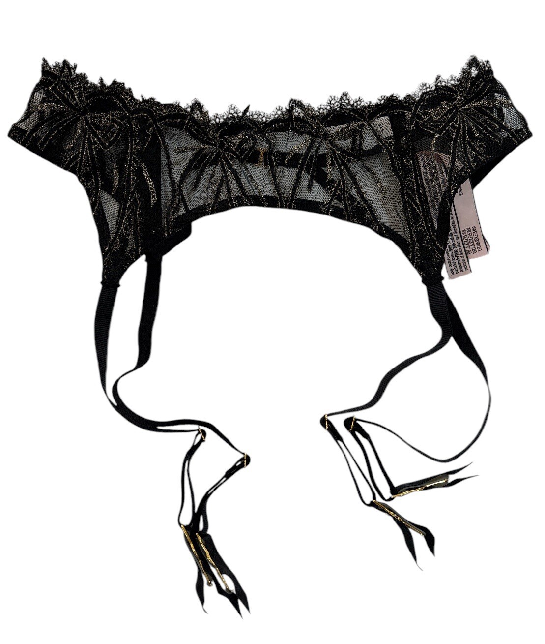Victoria’s Secret Dream Angels Black and Gold Garter Belt Size XS/S