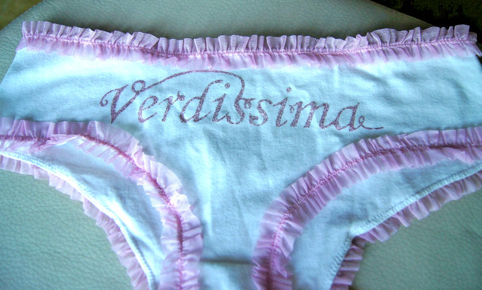 Verdissima White Cotton Pink Ruffle Thong/Culotte With Ballet Shoes 2 Pair Pack