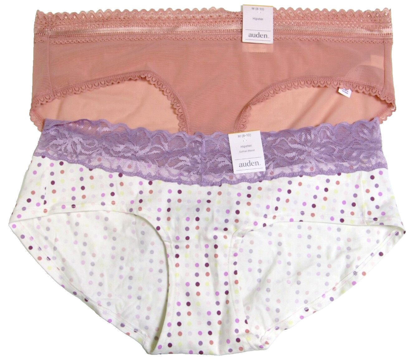 Auden Women’s Variety Hipster 2 Pack Panties Size Medium 8-10