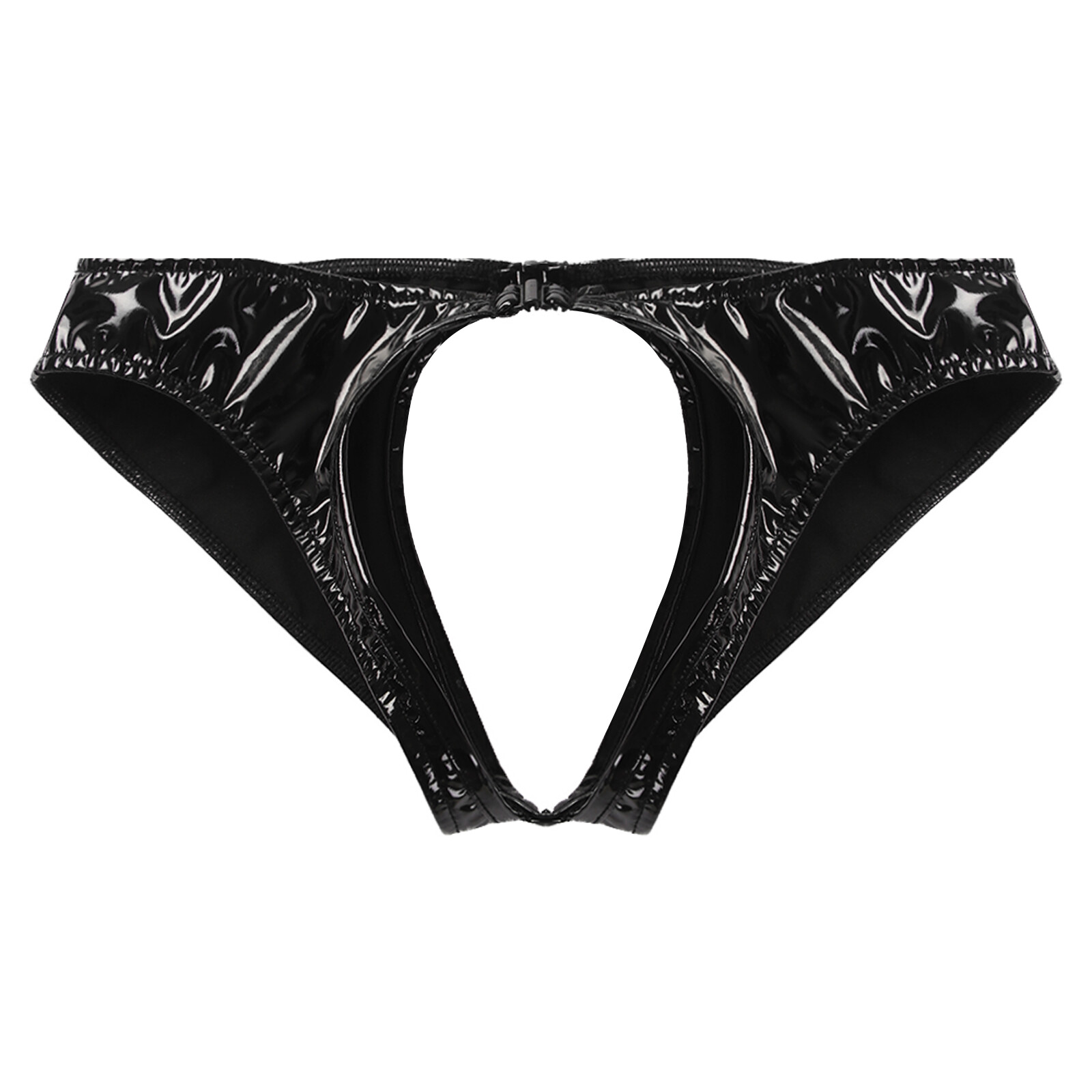 Womens Panties Underpants Briefs Crotchless Underwear Metallic Wet Look Bottoms