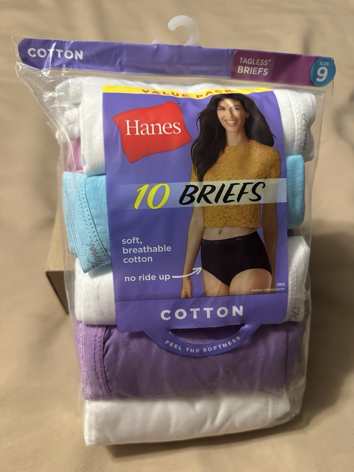 Hanes women’s tagless cotton briefs high-rise size 9 10 pack multicolor