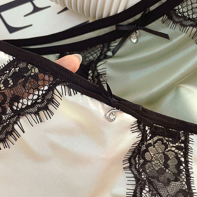 Lot 5 Packs Womens Sexy French Lace Sheer Satin Panties Briefs Cheeky Underwear
