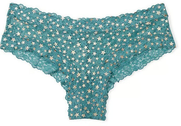 S XXL Sage Green Gold Foil Star ALL LACE THE LACIE Victorias Secret CHEEKY Panty