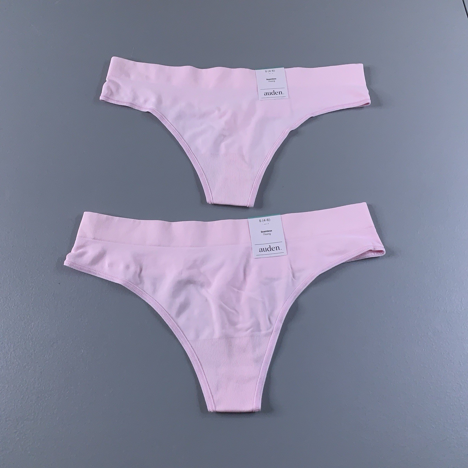 Auden Womens Size Small (4-6) Pale Pink Seamless Thong Panty 2 Pieces NWT