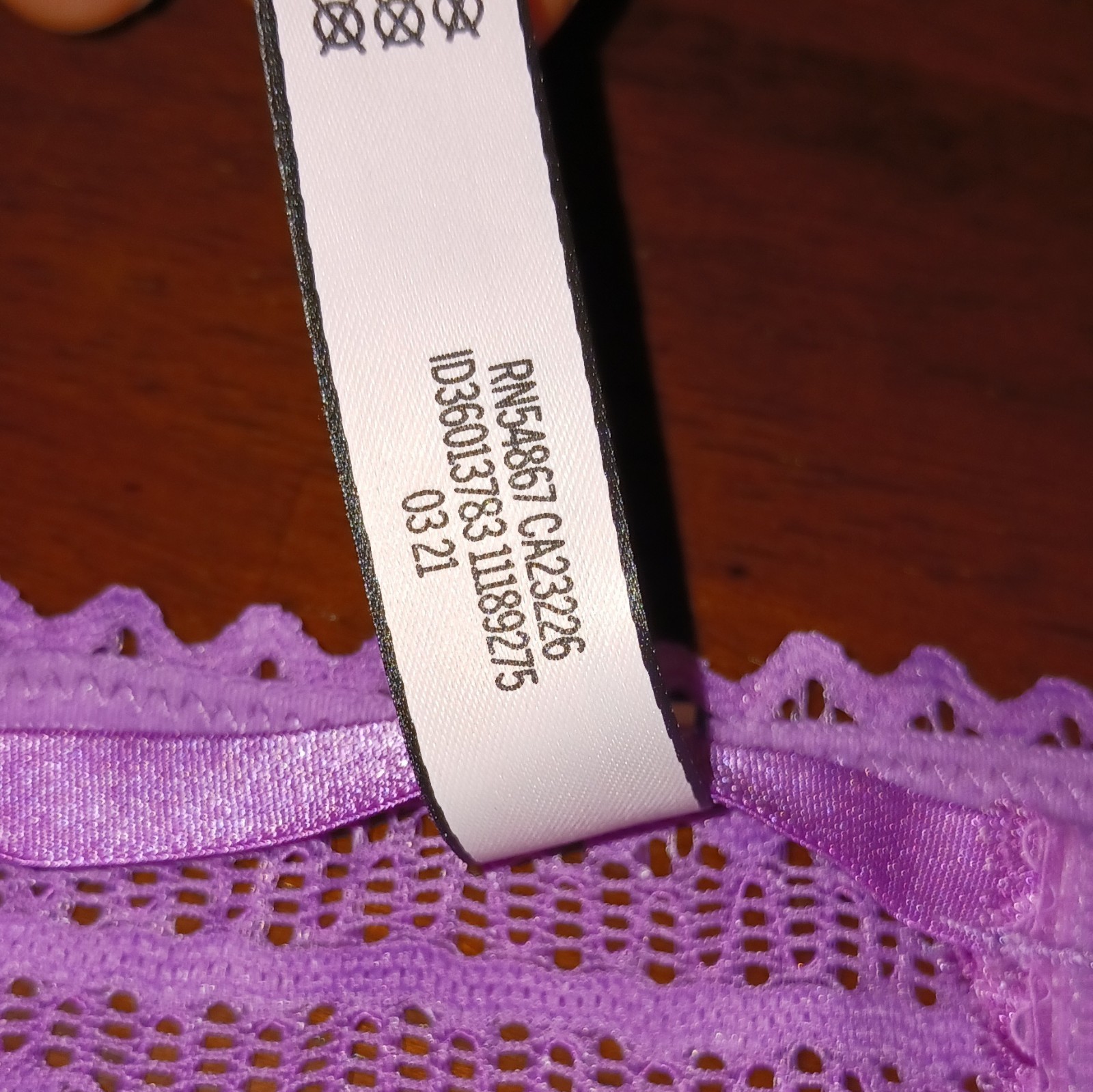 Victoria’s Secret V-String Panties M Purple Lace Floral Stretch Semi-Transparent
