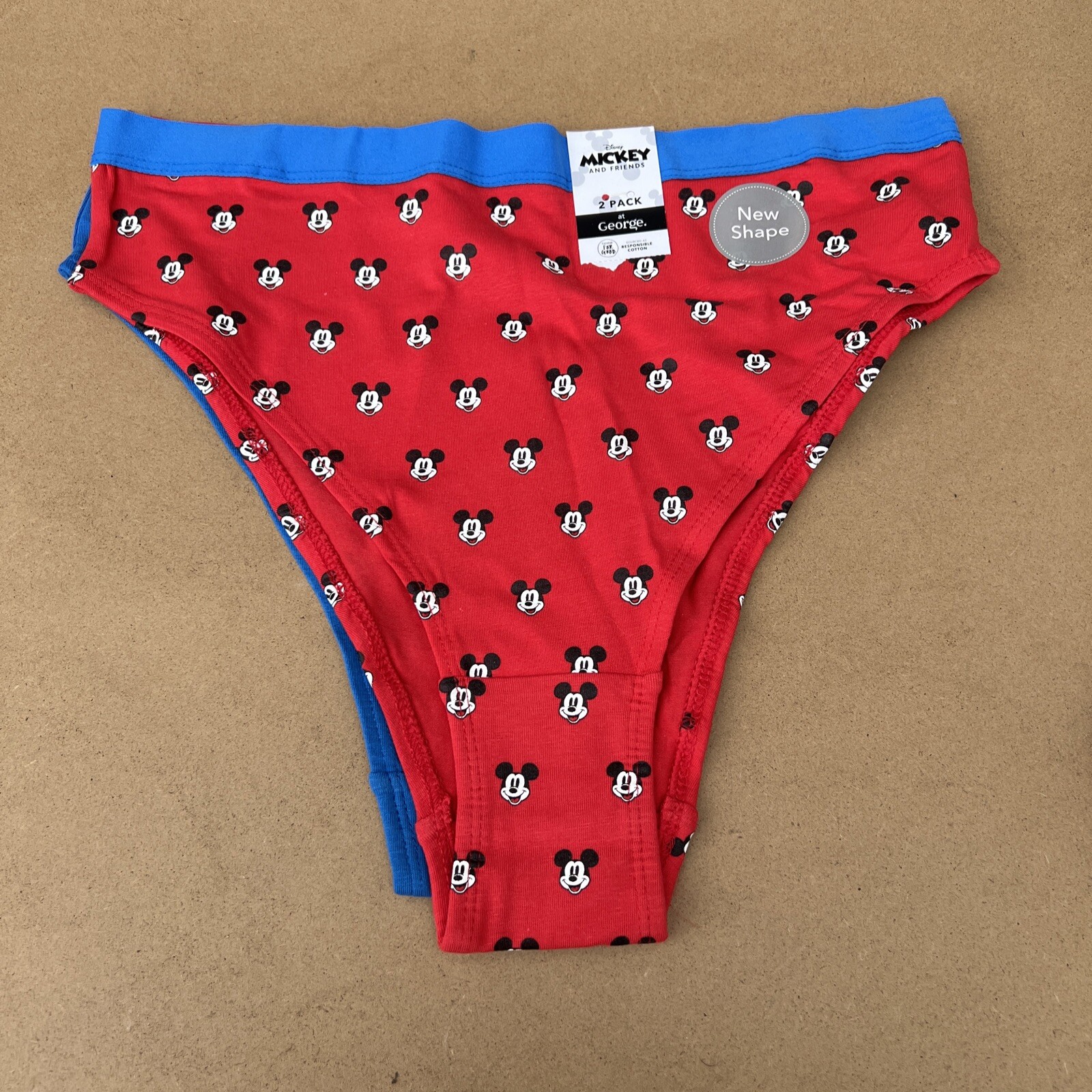 pack 2 Mickey Mouse High Leg knickers panties size 12 BNWT