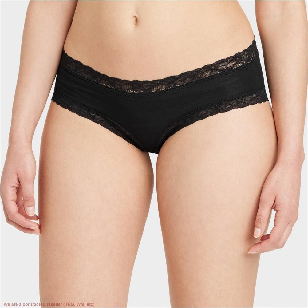 Women’s Cotton Blend Hipster Underwear with Lace – Black M *SEE DEAL!!!*