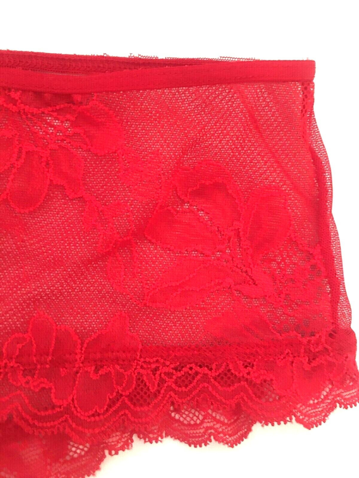 Victorias Secret Very Sexy Red Sheer Mesh &Lace Cheeky Panties M-L Cut-outs NWT