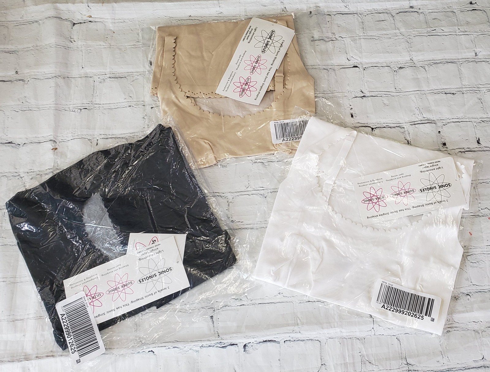 Sonic Slimmers Size S Black Nude White shapewear Compression camisole 3 pc NWT