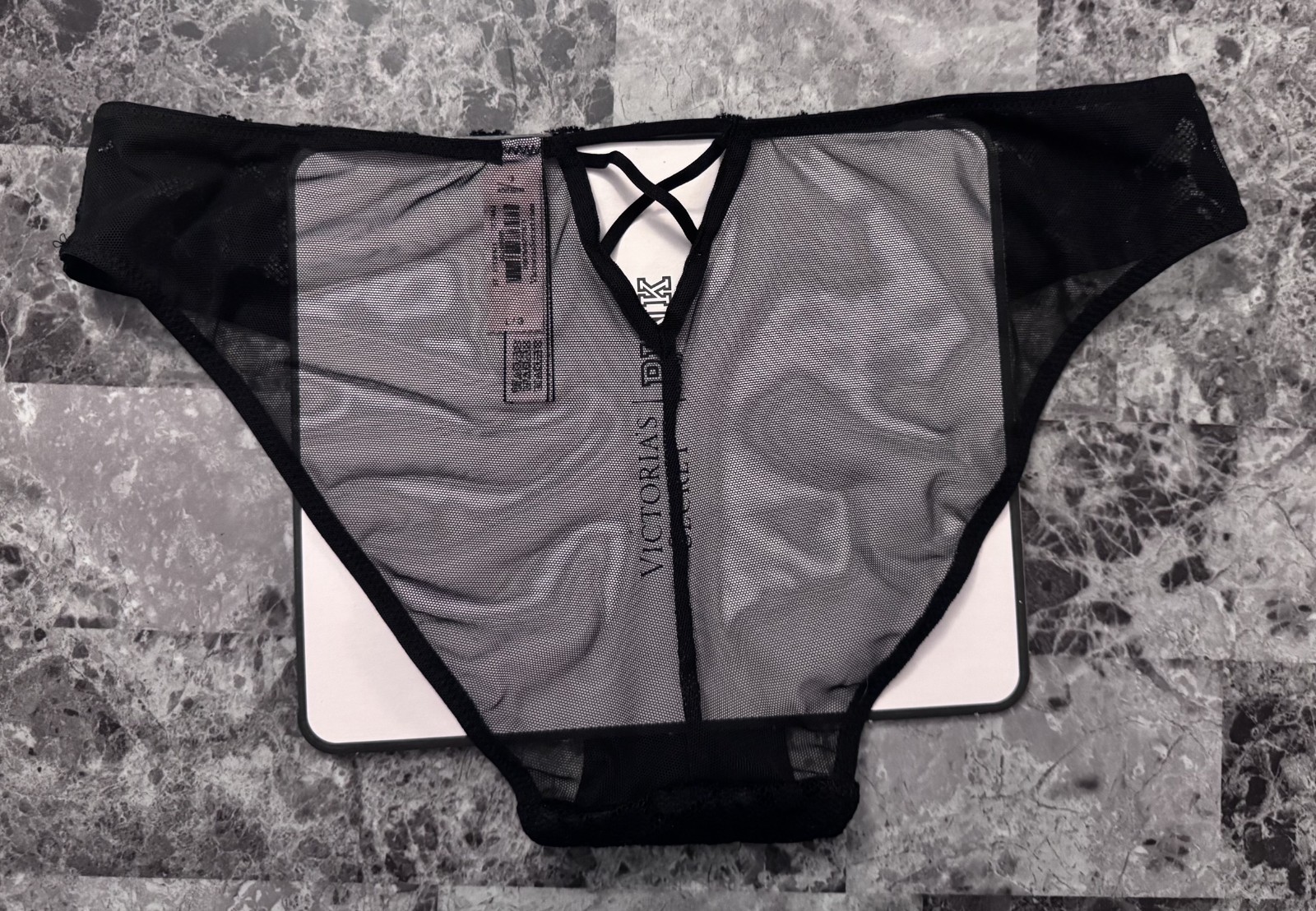 NWT VICTORIA’S SECRET DREAM ANGELS LARGE BLACK LACE MESH RARE CHEEKINI PANTIES
