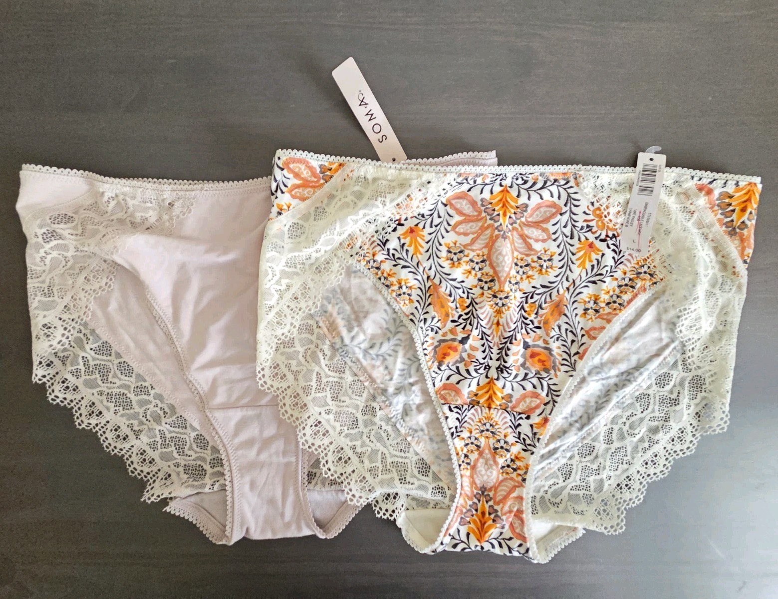 Soma Embraceable High Leg Lace Hipster Panties 2 Pack Floral Multicolor L