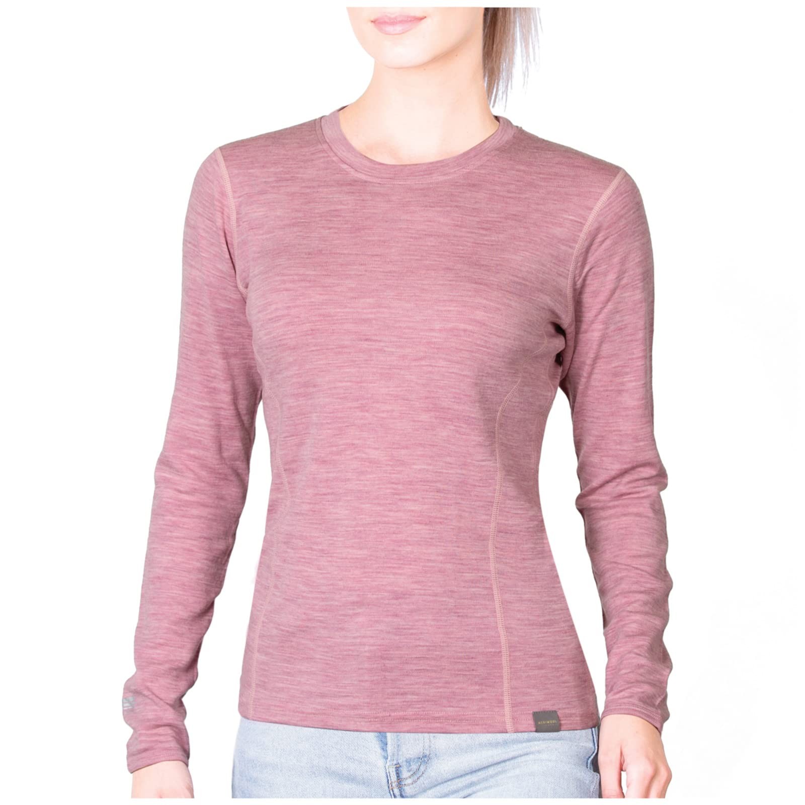 Womens Base Layer 100% Merino Wool Midweight Long Sleeve Thermal Shirt Pink H…