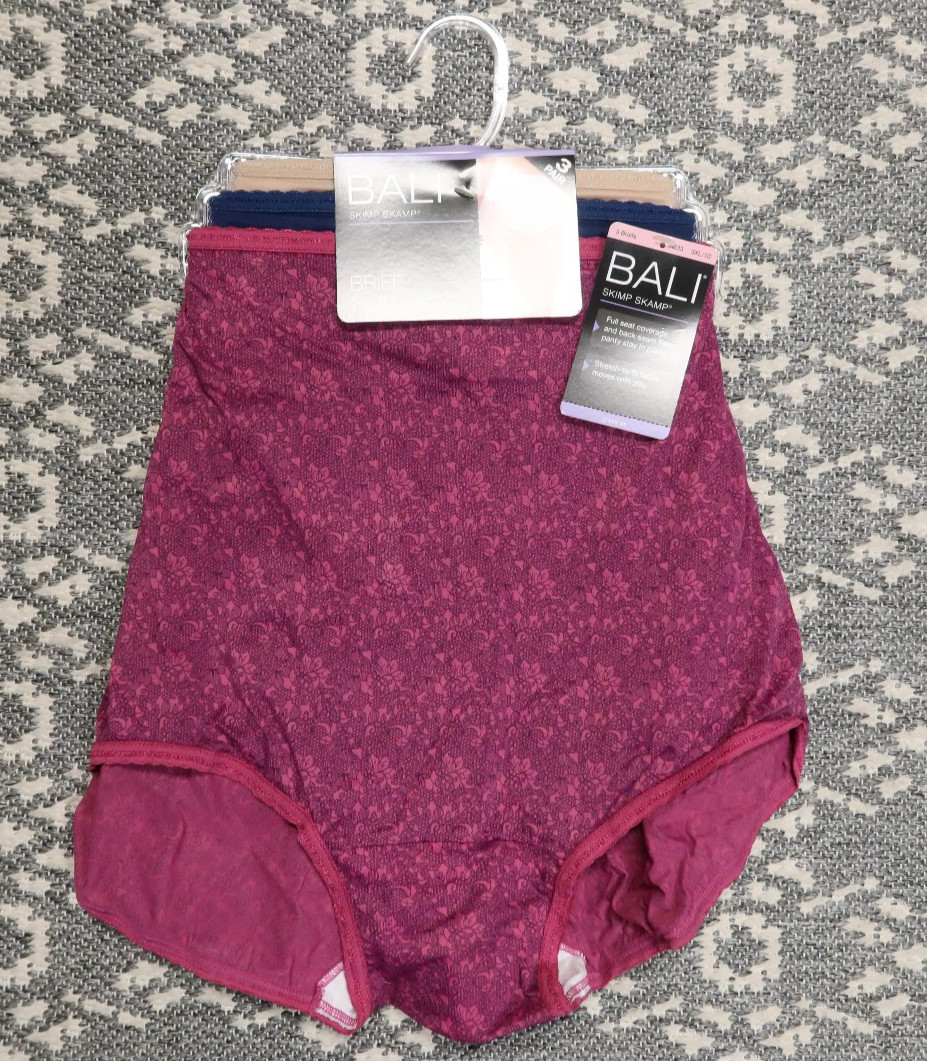 3-count Bali Skimp Skamp Briefs Panties – Full Seat Coverage – 3XL / 10 – New!