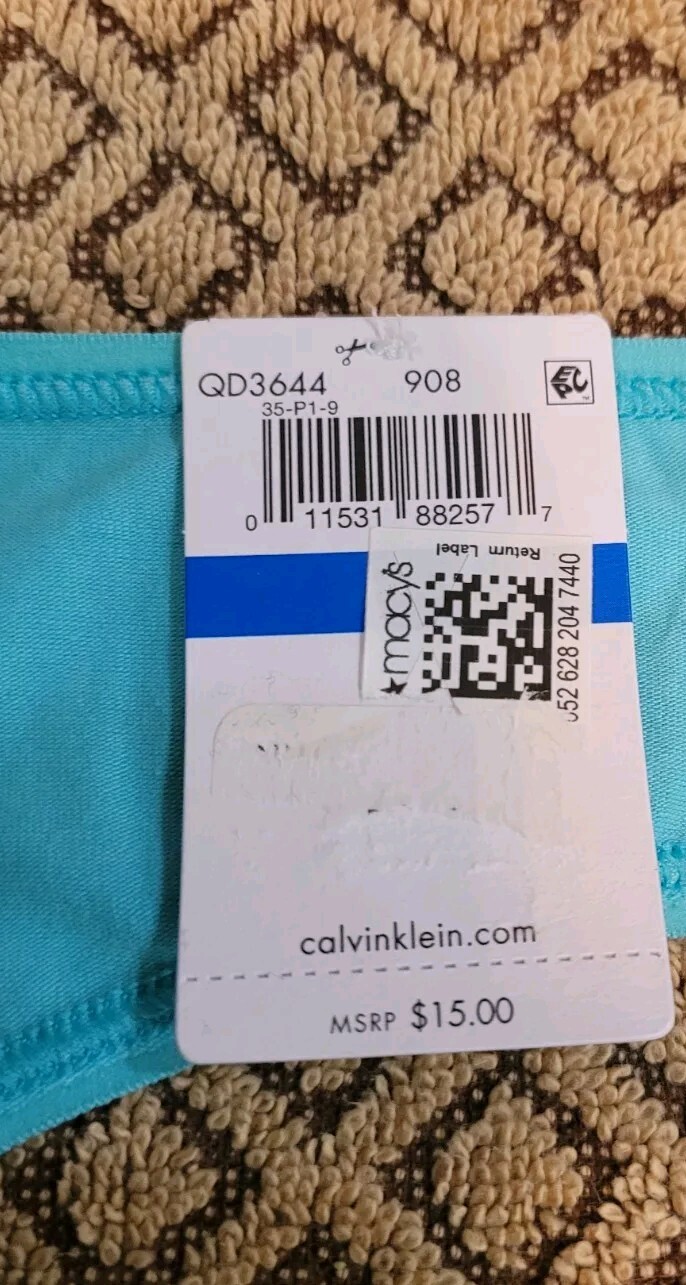 CALVIN KLEIN Signature Logo Cotton L Form XL Aqua Blue Bikini QD3644 nwt $15.00