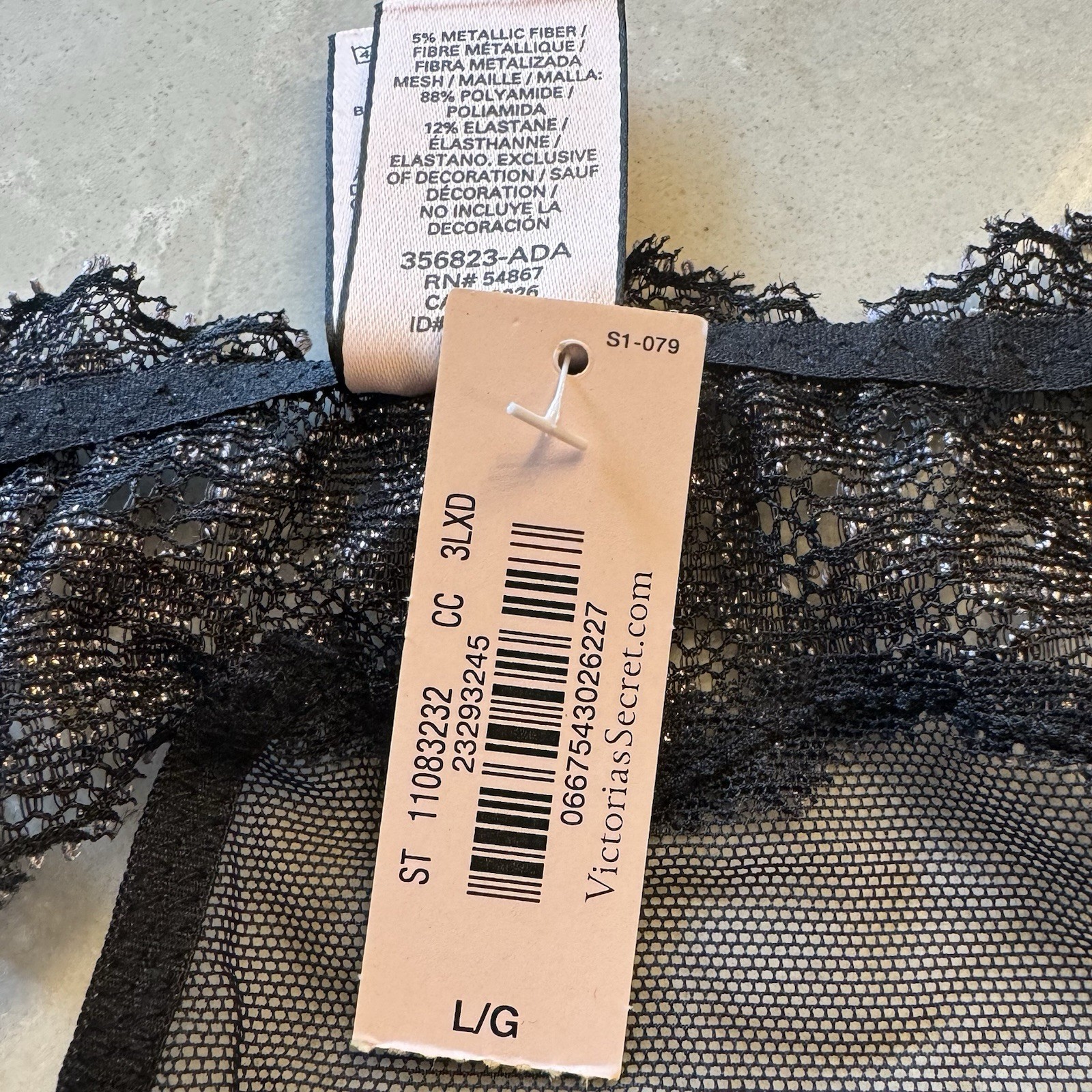 NEW! VS VICTORIA’S SECRET LG ~ BLACK LACE PANTY ~ HIGH WAIST CHEEKY DREAM ANGELS