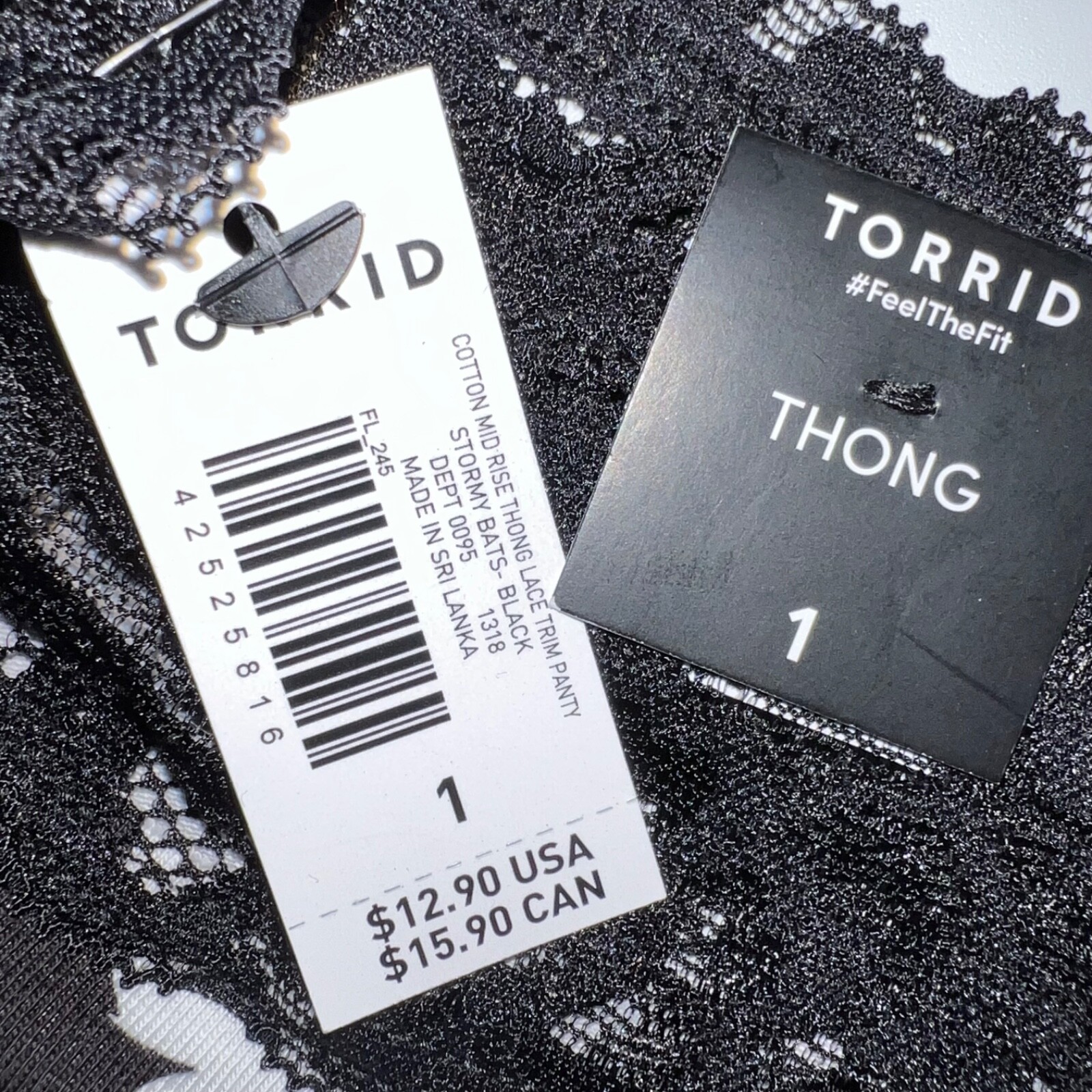 NWT TORRID Thong Pantie 0X-1X-2X-3X-4X Jersey Lace Black White Halloween Bats