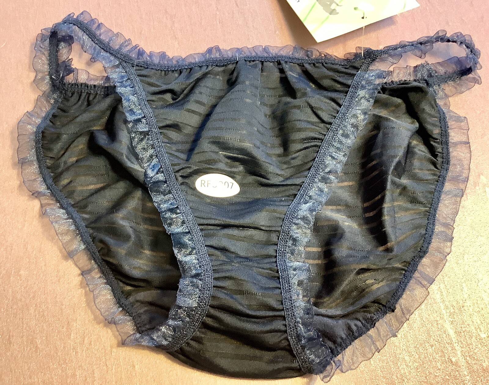 Women Panties Bikinis CAPRICIA O’DARE size M/6 Striped Transparent W/decoration