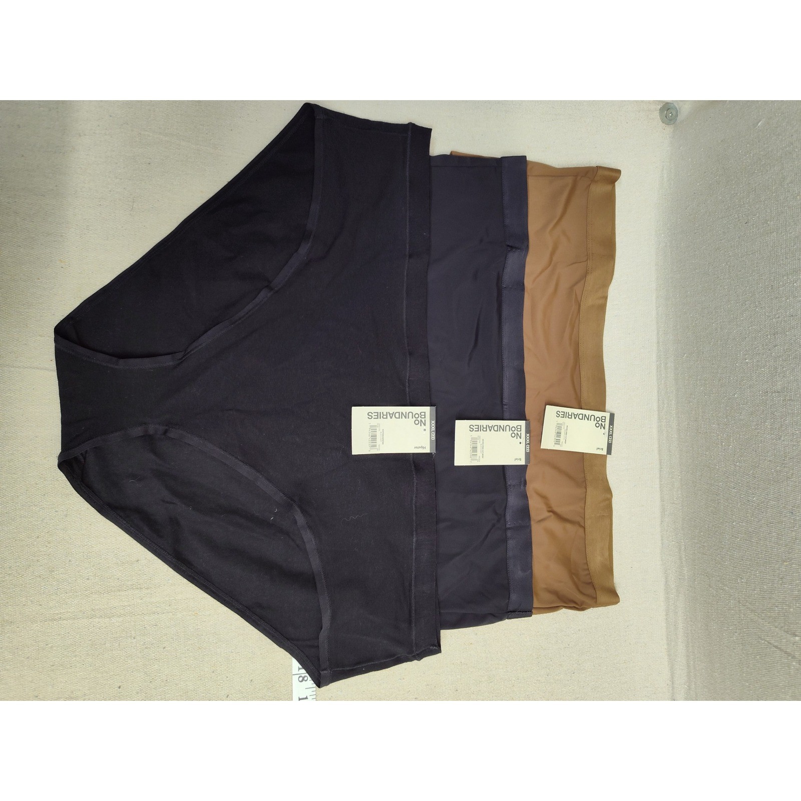 No Boundaries Womens Panties Lot of 3 XXXL 22 Hipster Brief Black Brown NB3054
