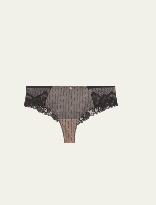 Chantelle Cabaret Savage Embroidered Lace Hipster Briefs Size XS Black