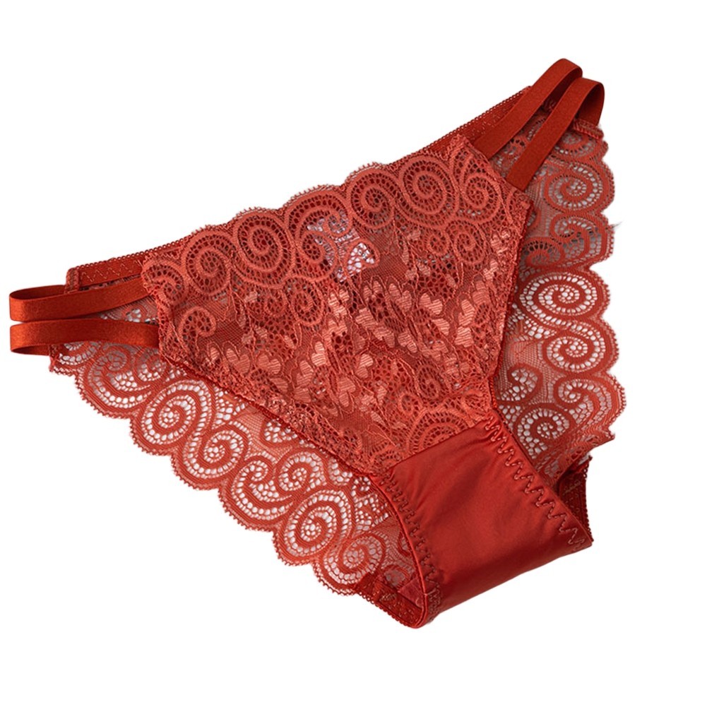 Women Breathable Triangle Underwear Comfortable Lace Hollow Cotton Nylon