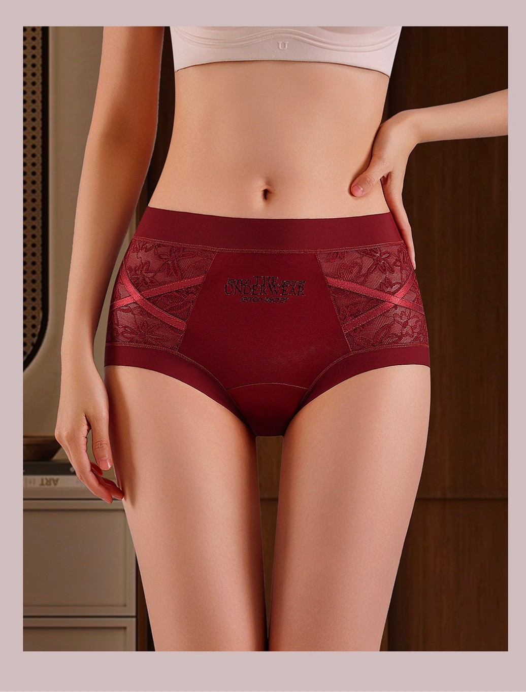 3PCS Women Sexy Breathable Tummy Control Push Up Panties Antibacterial Shapewear