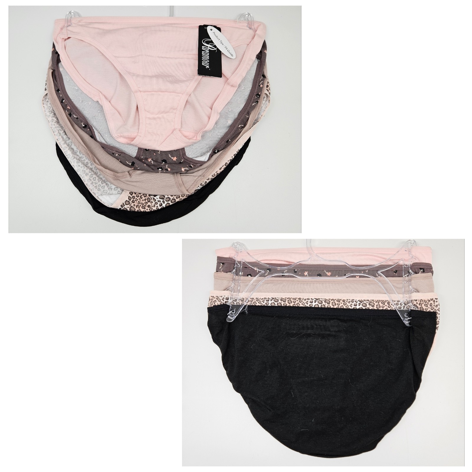 PARAMOUR 5 Pack Women’s Sizes S M Cotton Bikini Panties Pink Brown Beige Black