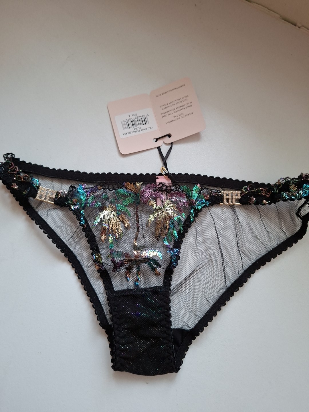 AGENT PROVOCATEUR CALI Petrol/Black BRIEF SIZE AP 1 X SMALL UK 6-8 BNWT