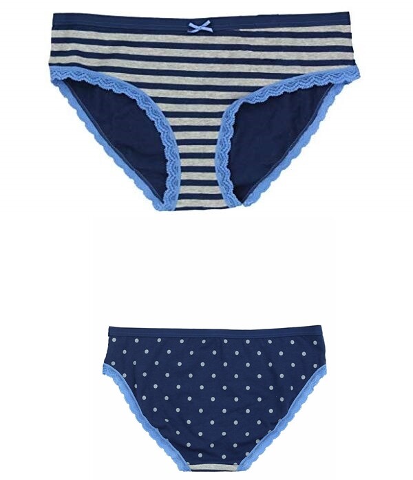 Jenni by Jennifer Moore Printed Hipster Navy-Blue Striped/Polka-Dot XXL