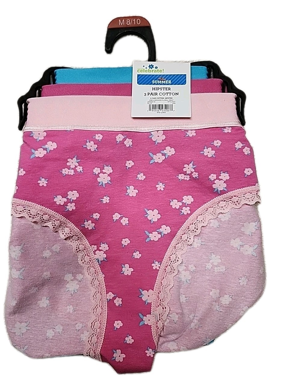 NWT Way To Celebrate Women’s 3-Pair Cotton Hipster Panties Medium Multicolor