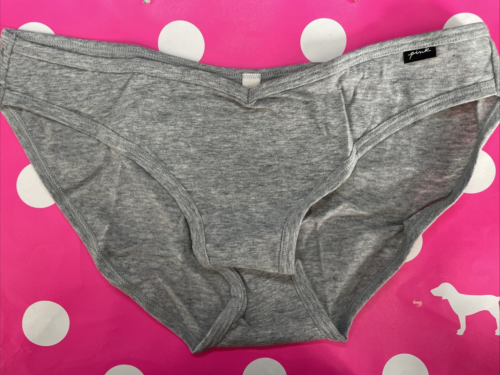 NEW 2020 Victoria’s Secret PINK V Front Bikini L Panties Light Gray Basic