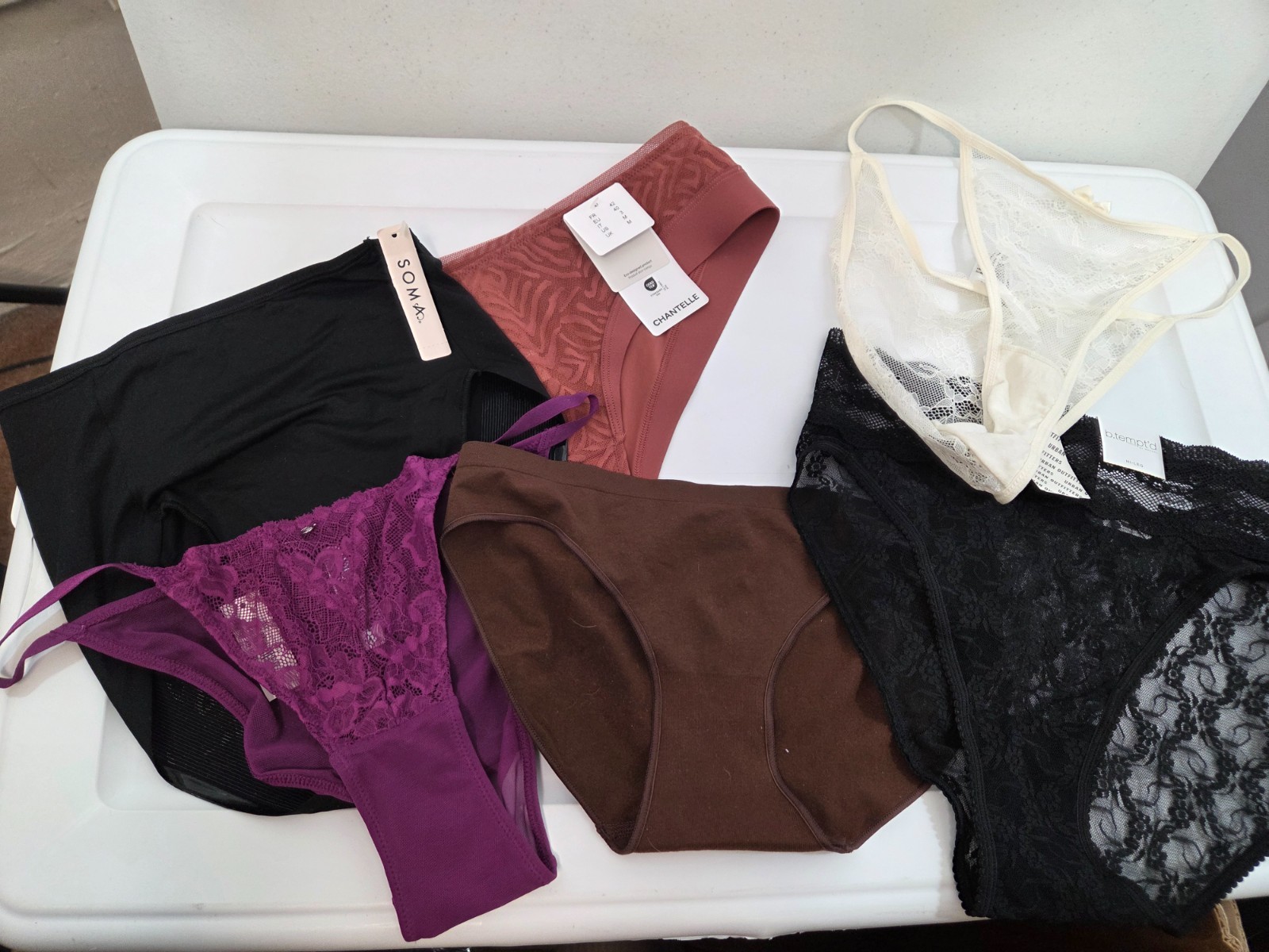 Lot of 6 Medium Mixed Panty Lot Pink VS Chantelle Out from under Soma Adore Me +