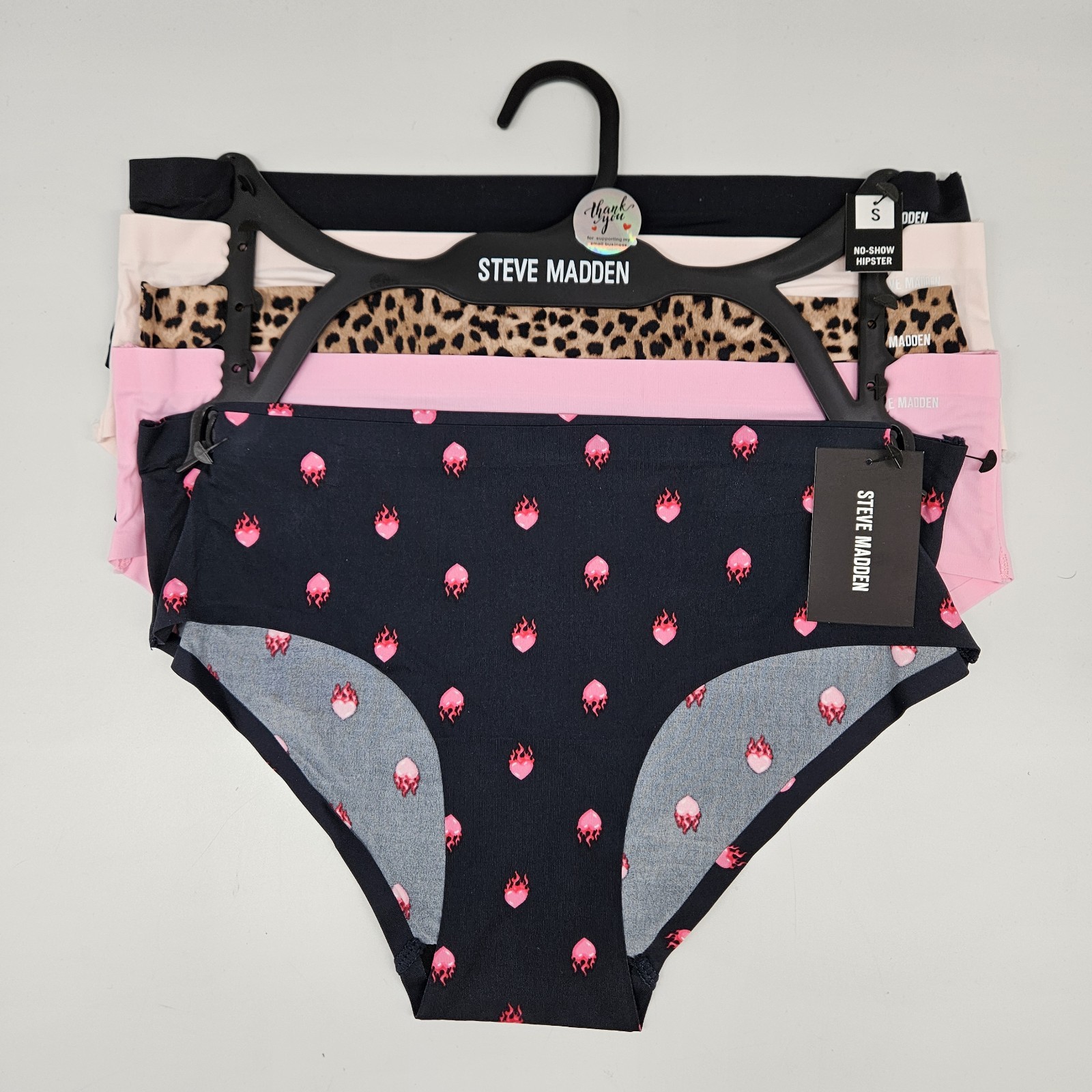STEVE MADDEN 5 Pack Womens S M L XL Nylon Hipster Panties Black Cream Beige Pink