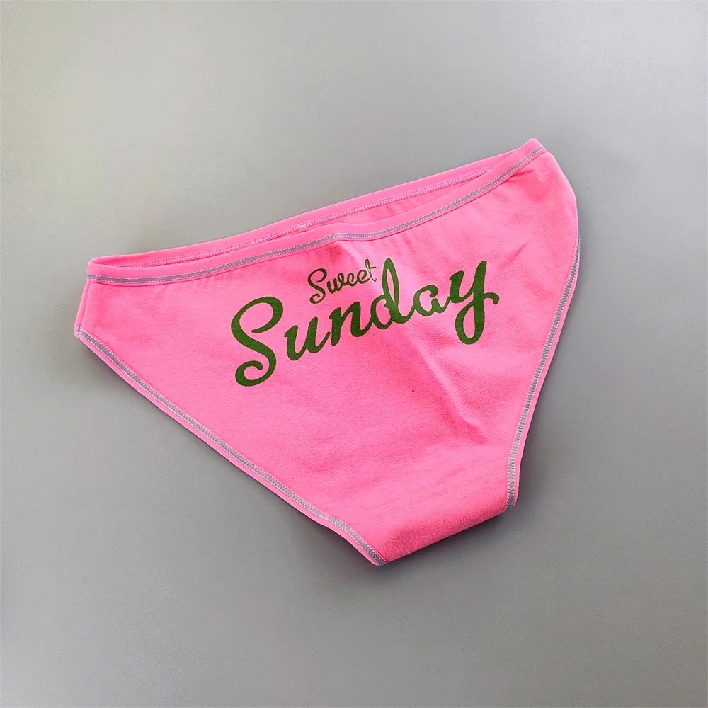 7PCS/set Schoolgirl Panties Week Printed Bikini Underwear Women Cotton Letters