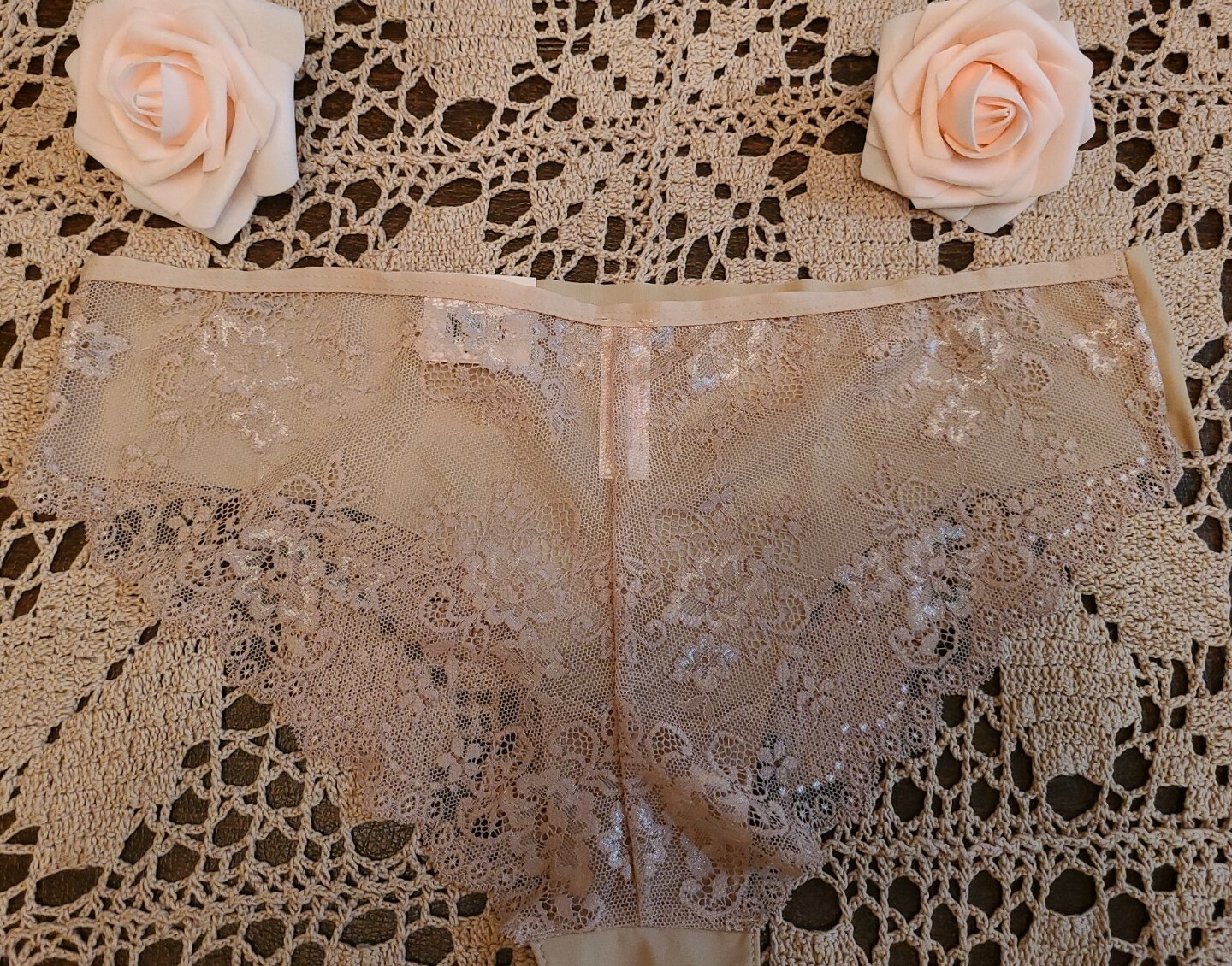 Large Rare CANDIES CHEEKY Smooth SeXy Microfiber LUXURY LACE Panty ~ NWT