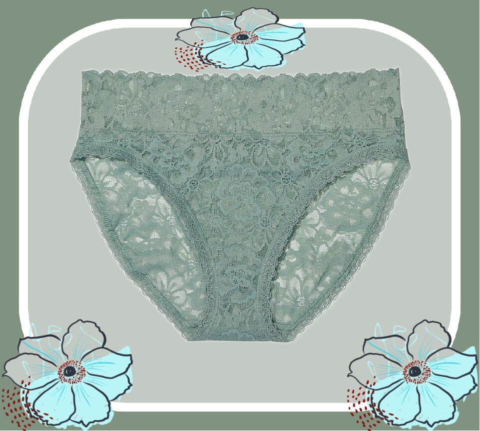 XXL SeaSalt Green THE LACIE FullFloral Lace Victorias Secret HighLeg Brief Panty