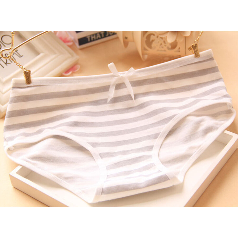 Womens Japanese Style Cute Striped Underwear Breathable Cotton Panty Soft Briefs