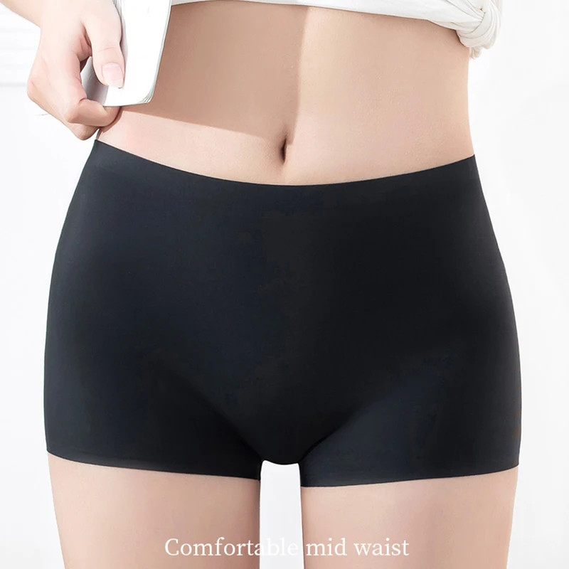 Safety Shorts Mid Waist Ice Silk Seamless Boxer Briefs Under Skirt Cycling Pants